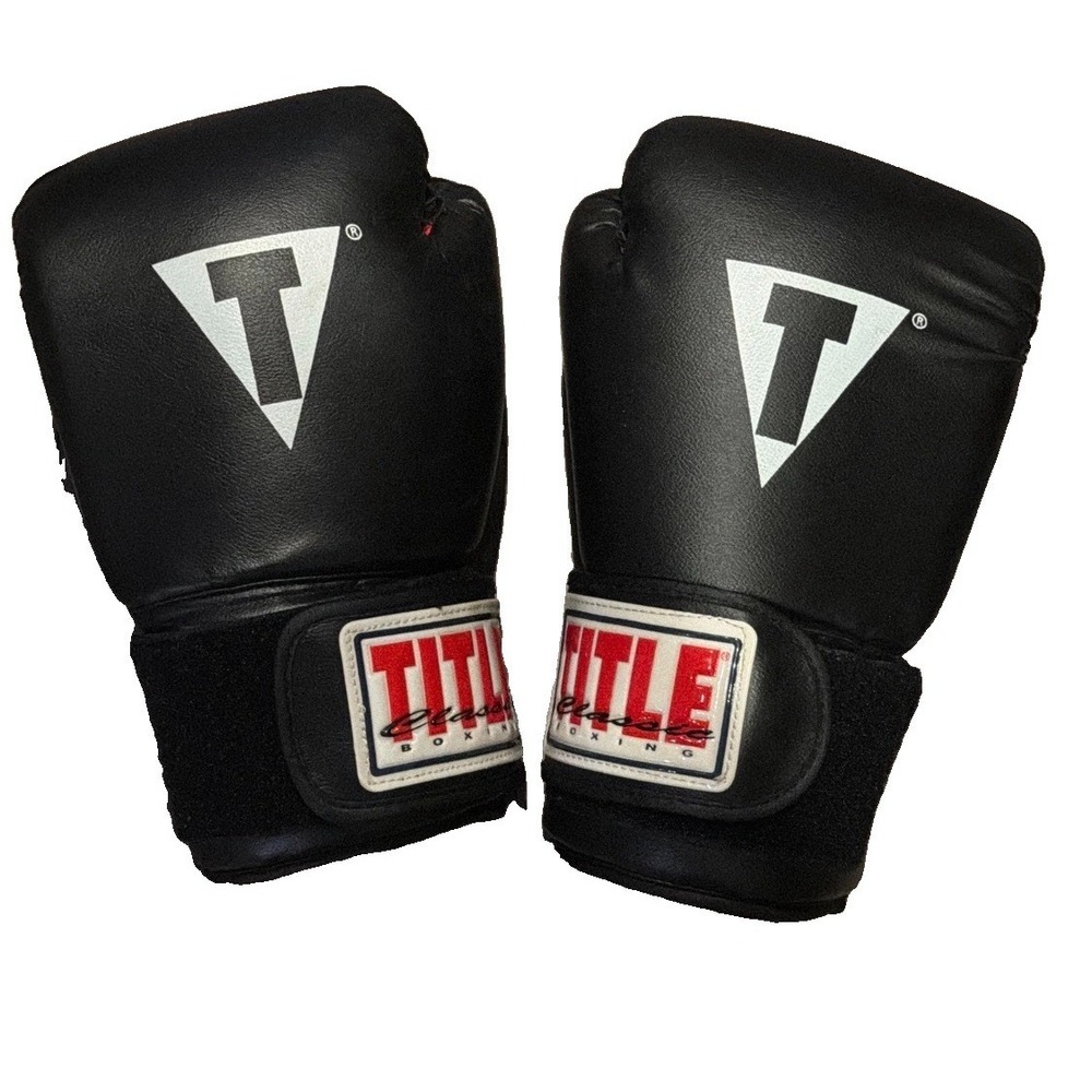 TITLE Classic Boxing Gloves 12 oz Black Hook and Loop Training Fitness